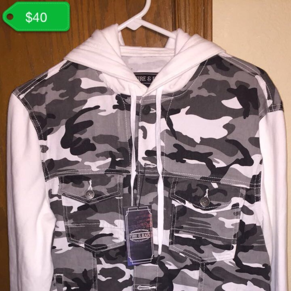 Fire & Rain Camo Denim Hoodie
